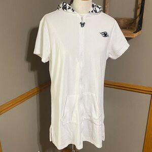 Disney cruise line White Short-Sleeve Hooded Zip-Up cover up size XL